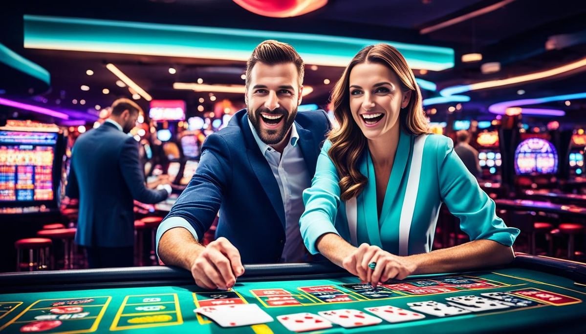 Layar perangkat menampilkan koleksi game slots dengan desain modern menarik